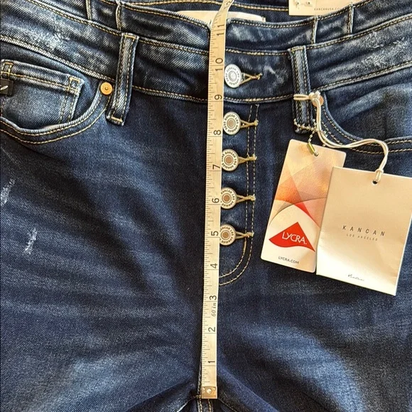 NWT KanCan Women's High Rise Bellbottom Flare Jeans in Dark Blue - Picture 8 of 12